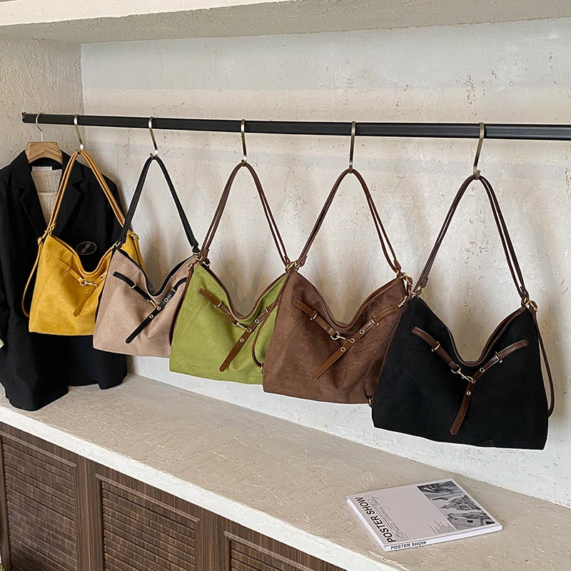 LEFTSIDE PU Suede Hobo Shoulder Bag for Women with Zipper Closure