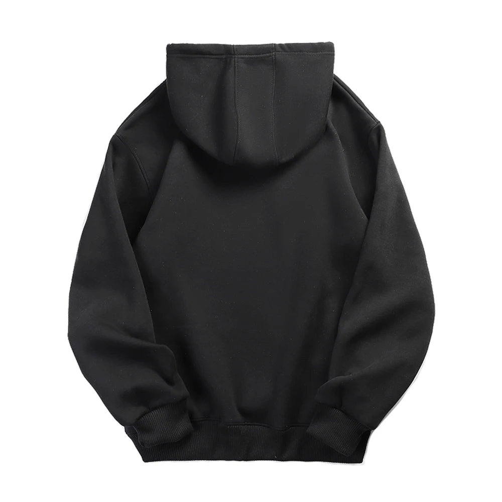 Herr- och damtröjor med huva, pullover för vår och höst, vardaglig huvtröja, enfärgade hoodies, oversize svart tröja för herrar