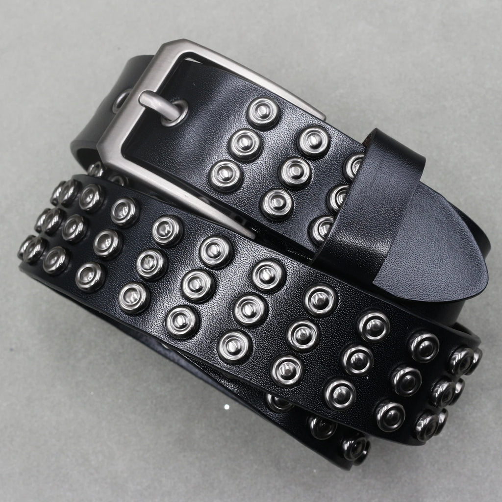 Heavy Metal Punk Belt Genuine Leather Hip Hop Belts for Men Cross Rivet Jeans Belt Male Strap Ceinture Homme Designer Belt