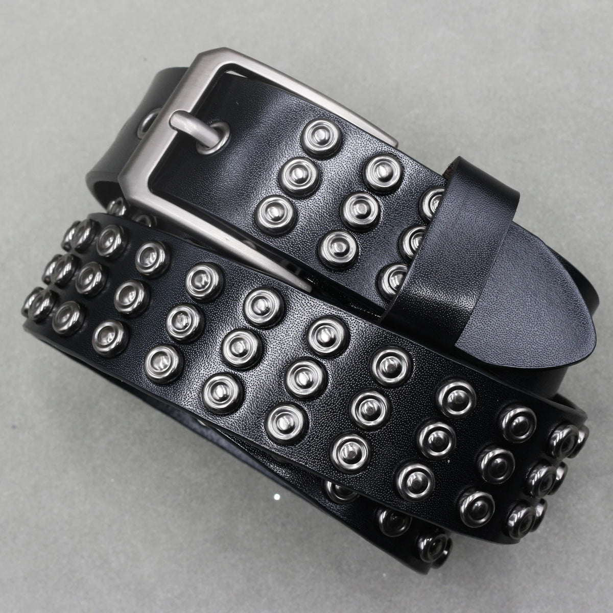 Cinturón de cuero genuino estilo punk heavy metal, cinturones de hip hop para hombre con remaches de cruz, cinturón para vaqueros, correa masculina, cinturón de diseñador para hombre
