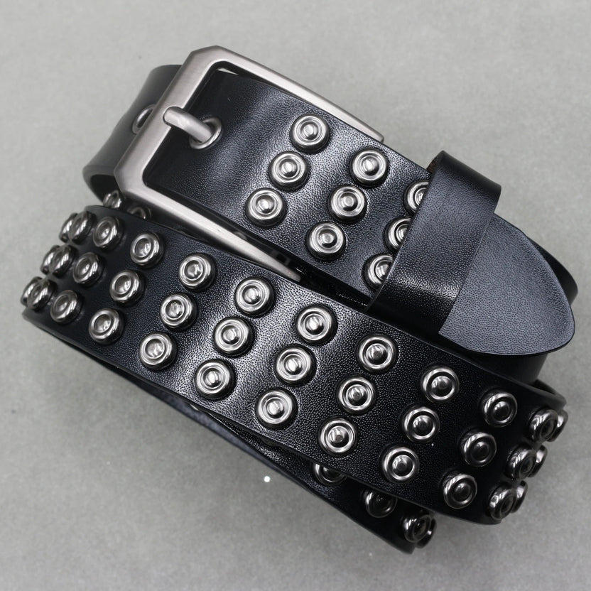 Heavy Metal Punk Belt Genuine Leather Hip Hop Belts for Men Cross Rivet Jeans Belt Male Strap Ceinture Homme Designer Belt