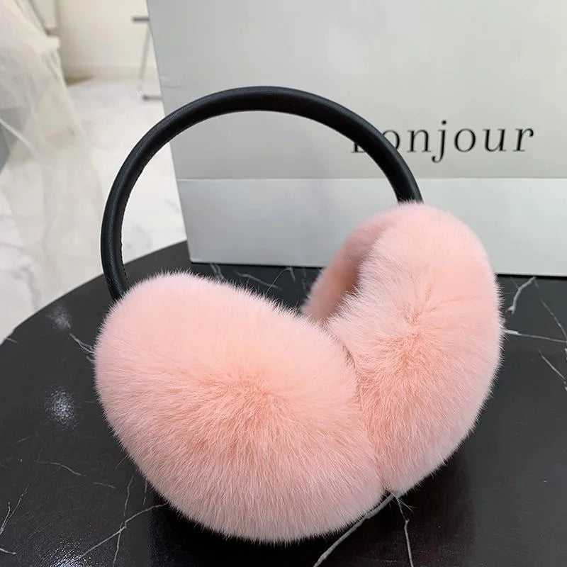 Natural 100% Rex Rabbit Fur Earmuffs Fashion Women Warm Russia Winter Real Fur Earmuffs Children Ear Cover Fur Earlap Girl