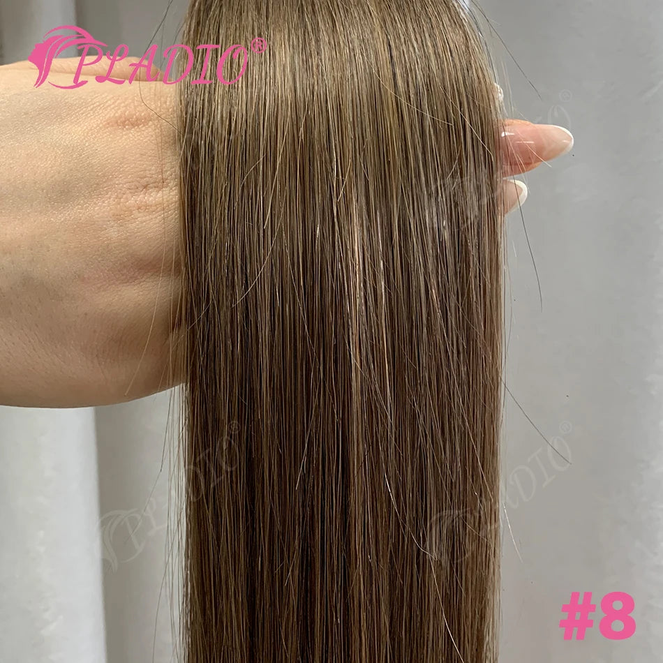 PLADIO Straight I Tip Hair Extensions Human Natural Hair Extensions Keratin Capsule Original Human Hair 12-26 Inch 50pcs 100pcs