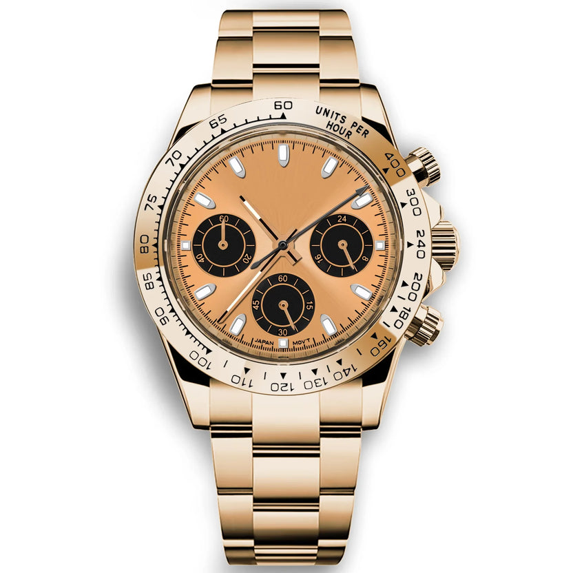 Spersonalizowany męski luksusowy zegarek kwarcowy 39 mm, chronograf, modny, szafirowy, sportowy, bransoleta ze stali, zegarek na rękę Corgeut