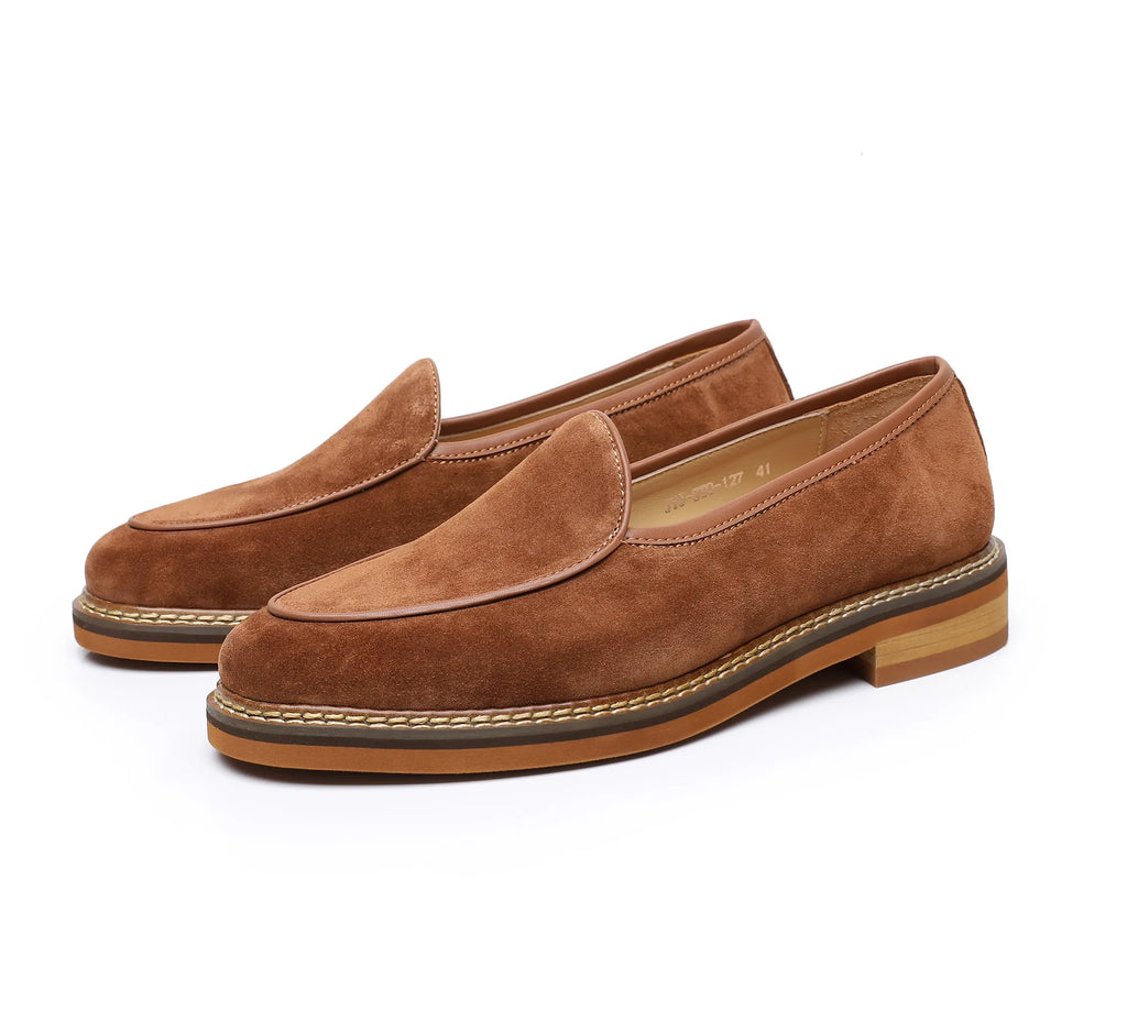 Mocasines de verano para hombre en piel genuina con ante y cuerda de cáñamo