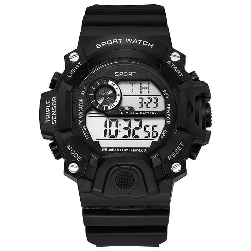 Reloj de pulsera electrónico deportivo de moda para hombre, reloj militar para niños con esfera grande multifuncional, impermeable y luminoso con alarma