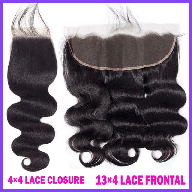 12A Lace HD Transparent Frontal 13x4 Water Wave 4X4 Closure Human Hair Brazilian Loose Closure Deep Water Kinky Curly Straight