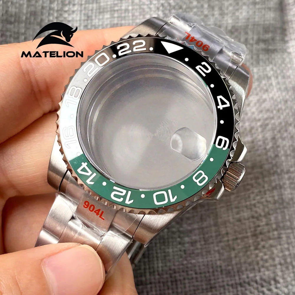 Koperta do zegarka Matelion 20ATM Dive 40mm SUB, pasuje do mechanizmów NH35, NH34 GMT, ETA 2824, PT5000, stalowa bransoleta, szafirowe szkło, 120 kliknięć, przesuwane zapięcie