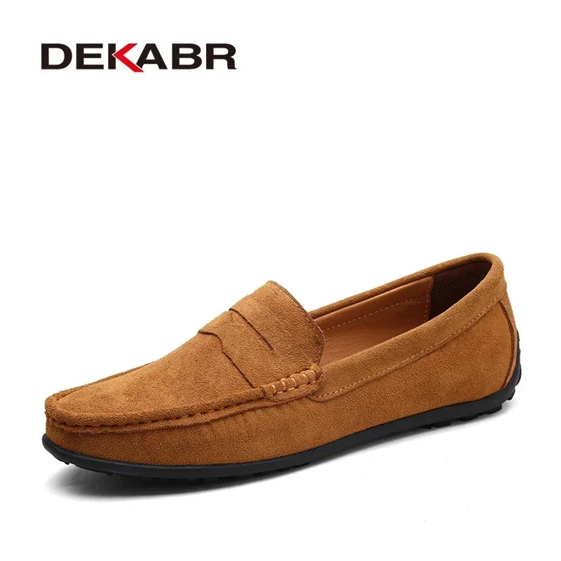 DEKABR Brand Fashion Summer Style Soft Moccasins Men Loafers High Quality Genuine Leather Shoes Men Flats Gommino Driving Shoes