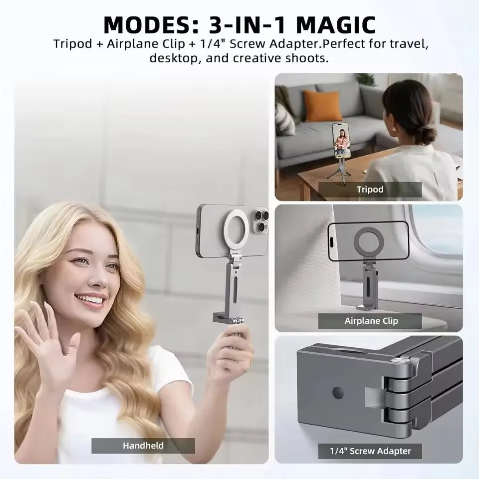 360° Rotation Magnetic Phone Holder for Airplane Tray and Desk