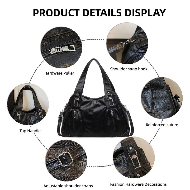 PU Leather Large Capacity Casual Tote Bag for Women
