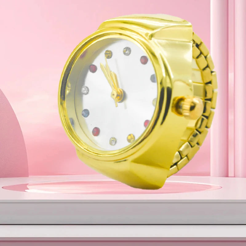 Wecin Alloy Case Round Dial Quartz Ring Watch for Men and Couples