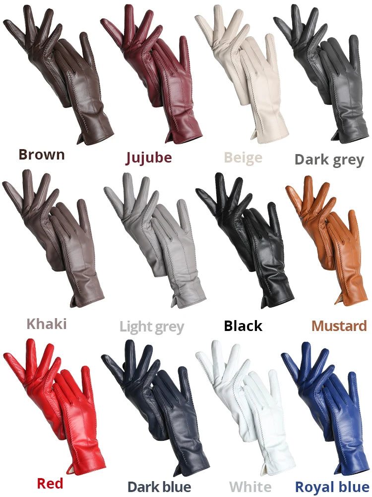 Women's Sheepskin Gloves Winter Warm Plus Velvet