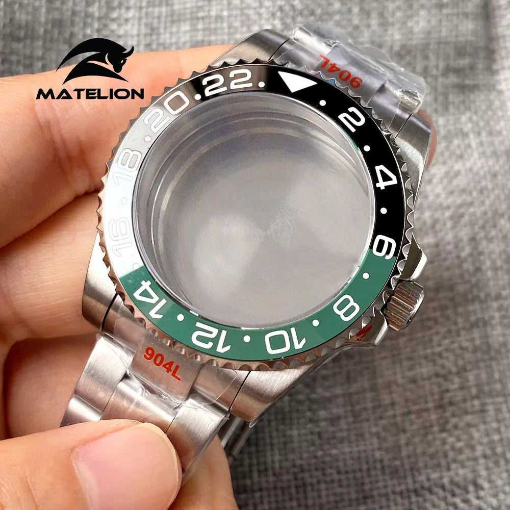 Koperta do zegarka Matelion 20ATM Dive 40mm SUB, pasuje do mechanizmów NH35, NH34 GMT, ETA 2824, PT5000, stalowa bransoleta, szafirowe szkło, 120 kliknięć, przesuwane zapięcie