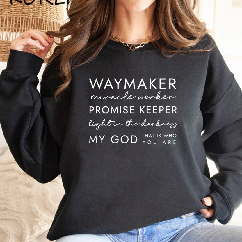 Chrześcijańska bluza Waymaker odzież religijne prezenty damska bluza z okrągłym dekoltem bluza z kapturem z motywem wiary sweter z wersetem biblijnym chrześcijański top