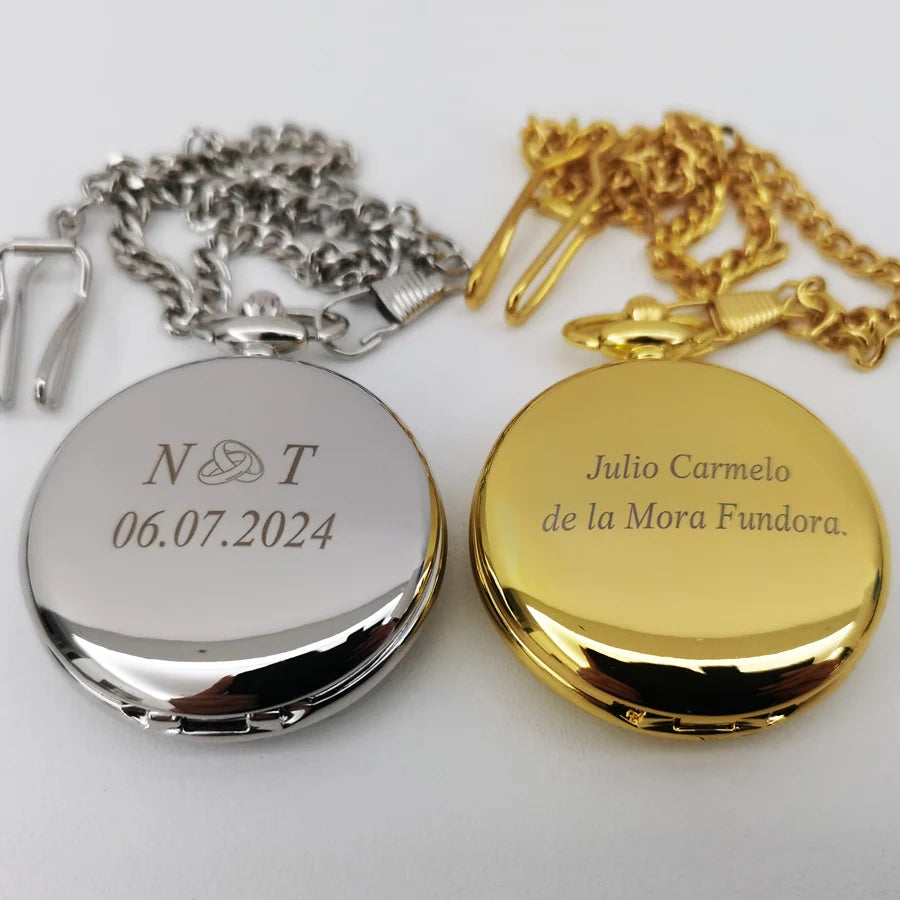Customize Your LOGO Name Text 47MM Quartz Personalize Pocket Watch Vintage Bestman Groomsmen Wedding Gift Anniversary Presents
