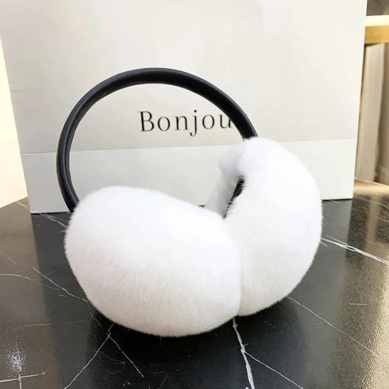 Natural 100% Rex Rabbit Fur Earmuffs Fashion Women Warm Russia Winter Real Fur Earmuffs Children Ear Cover Fur Earlap Girl