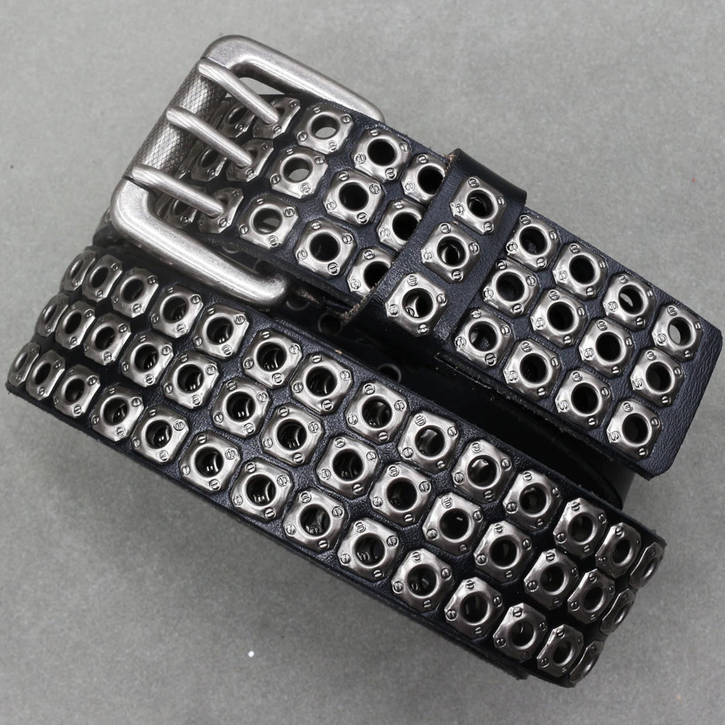 NEW Genuine Leather Heavy Metal Rivet Punk Belts for Men Rock Stud Cowboy Belt Men Ceinture Homme Waist Belt Cinturon Mujer