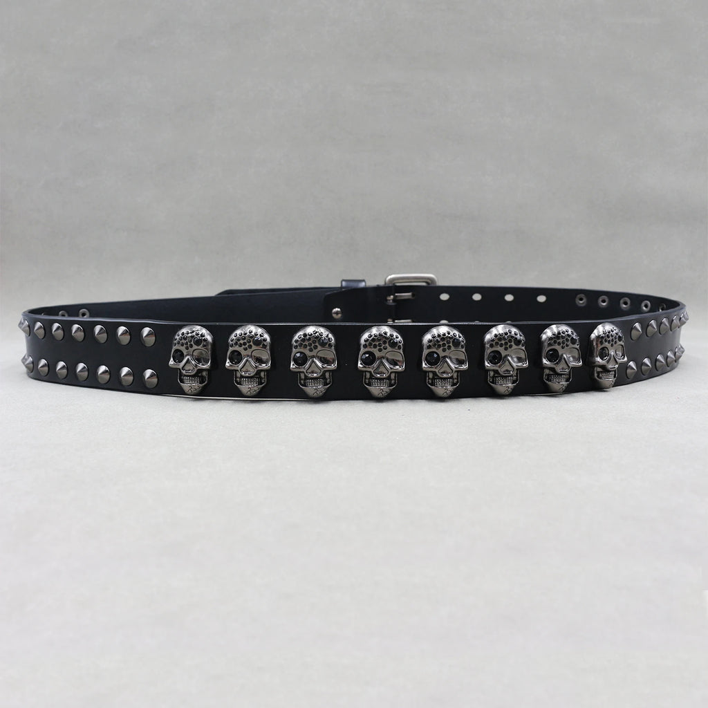 Heavy Metal Punk Belt Genuine Leather Hip Hop Belts for Men Cross Rivet Jeans Belt Male Strap Ceinture Homme Designer Belt