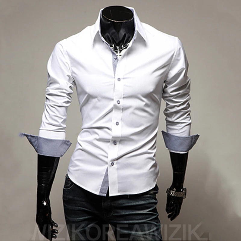 Slim Fit Mens Striped Shirts 2025 Long Sleeve Gray Male Striped Shirts Camisa Social Clothes Chemise Homme Camisas Para Hombre