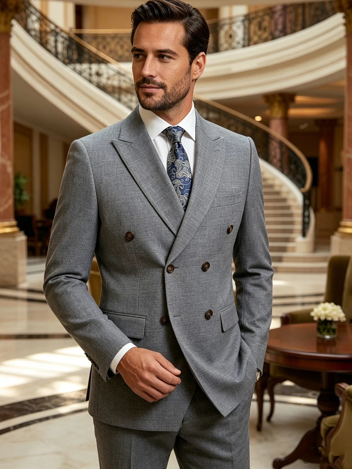 ST Cassy Navy Blue High Quality Luxury Men's Suit 2 Piece Set Elegant Wedding Groom Suit for Men Stylish Business Office Suit