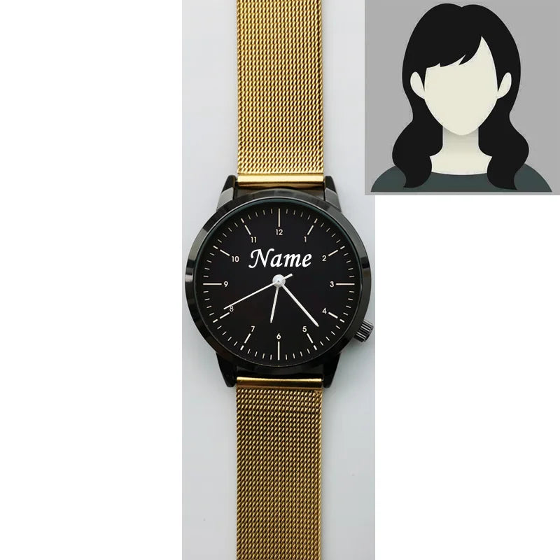 Grabado personalizado gratuito con su nombre, logotipo o texto. Reloj de pulsera para hombre y mujer, resistente al agua 3 ATM, reloj personalizado.