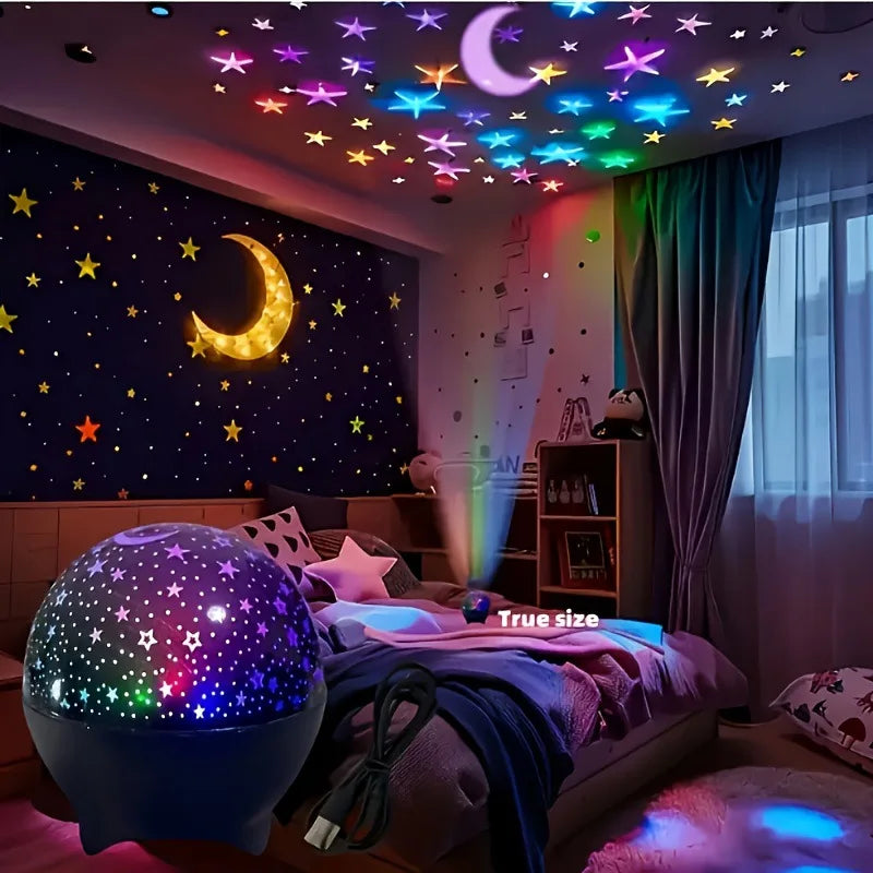 RGB nattlampa LED-projektor stjärnhimmel måne galax projektionslampa 5V USB för barn present julklapp rumsdekorationer