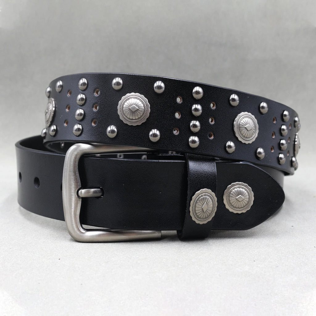 Heavy Metal Punk Belt Genuine Leather Hip Hop Belts for Men Cross Rivet Jeans Belt Male Strap Ceinture Homme Designer Belt