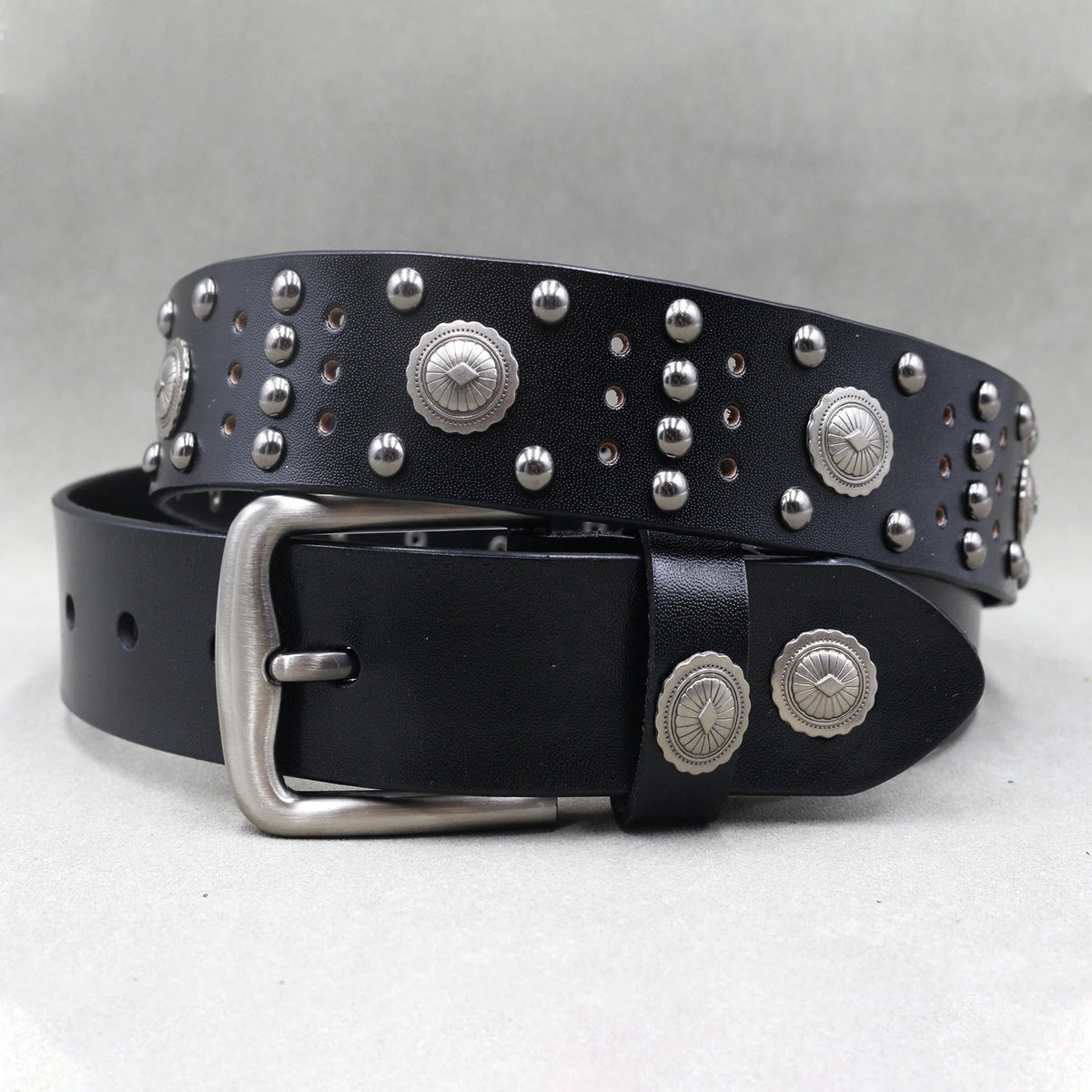 Cinturón de cuero genuino estilo punk heavy metal, cinturones de hip hop para hombre con remaches de cruz, cinturón para vaqueros, correa masculina, cinturón de diseñador para hombre