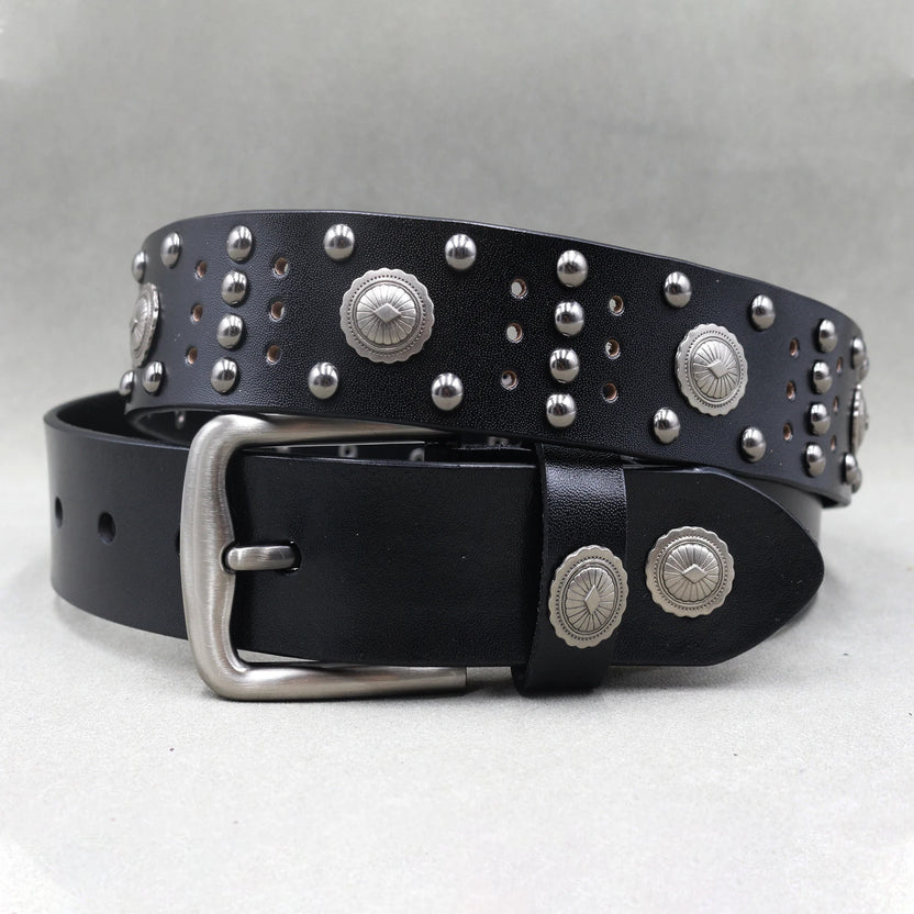 Heavy Metal Punk Belt Genuine Leather Hip Hop Belts for Men Cross Rivet Jeans Belt Male Strap Ceinture Homme Designer Belt