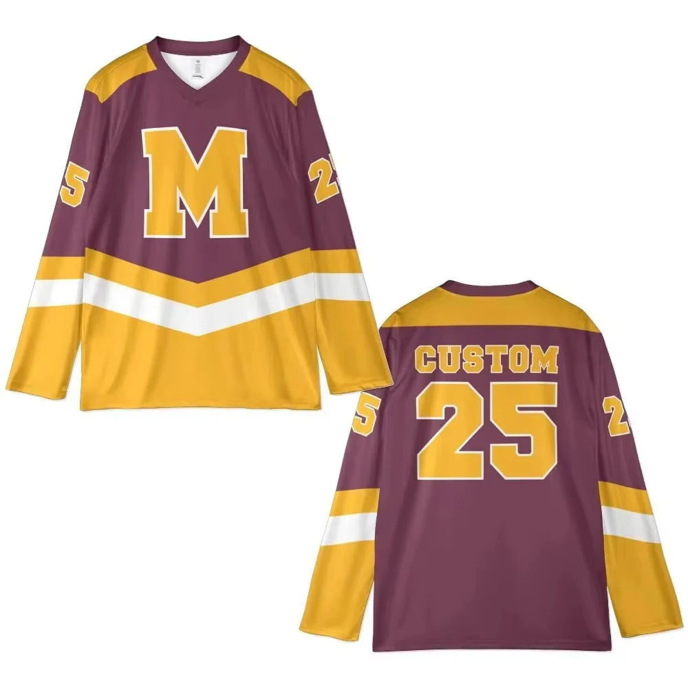 2026 Summer New 3D Personalized M Breathable Women's Y2K Ice Hockey Jersey Orange Ice Hockey Sports Long Sleeve