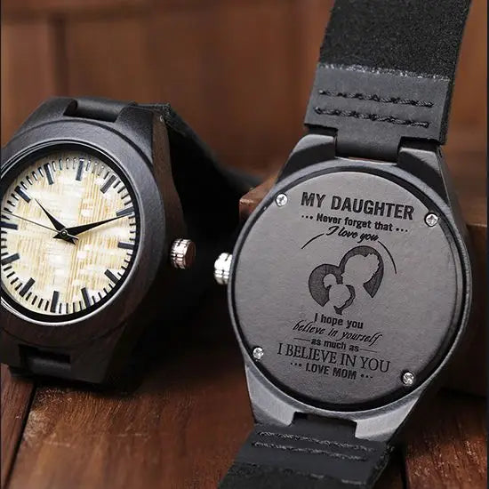 BOBO BIRD Wooden Quartz Watch for Men with Leather Band and Custom Engraving