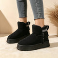 WVNE Women's Short Plush Lined Snow Boots with Zipper