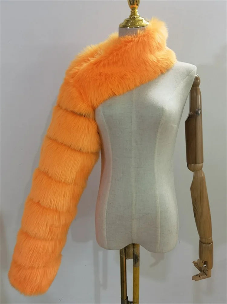 Winter Warm Clothes 2022 Pink Black Faux Fur Coats Women Long Sleeve Crop Top Gray White Faux Fur Jackets for Women Wholesale