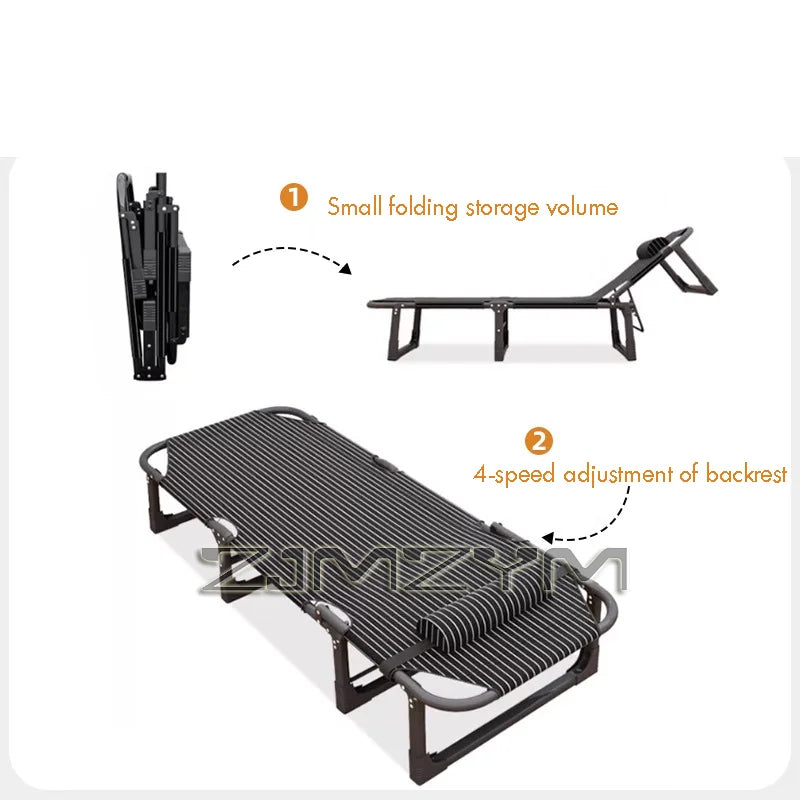 Portable Folding Recliner Single Bed with Metal Frame and Oxford Fabric