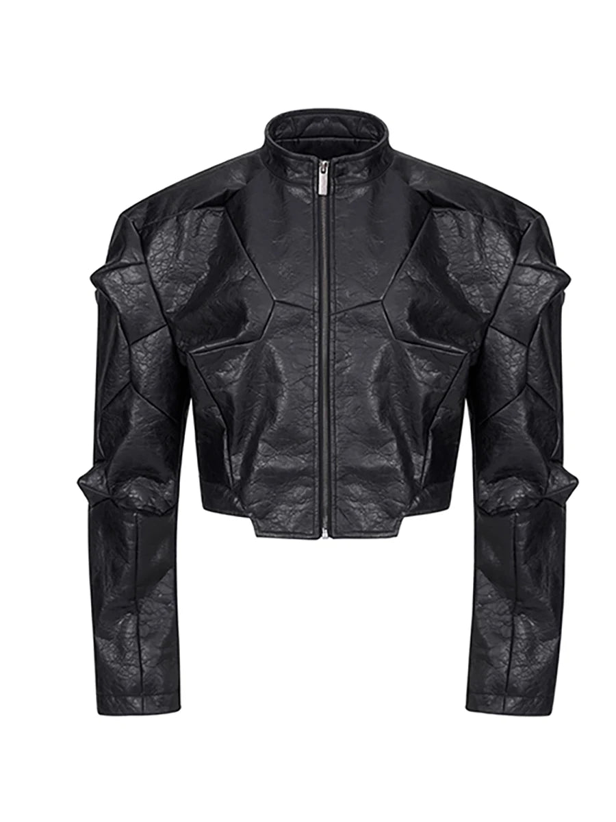 Chaqueta de piel sintética Mauroicardi para hombre, estilo punk, de diseñador de lujo, corta, deconstruida, ideal para primavera y otoño, estilo urbano.