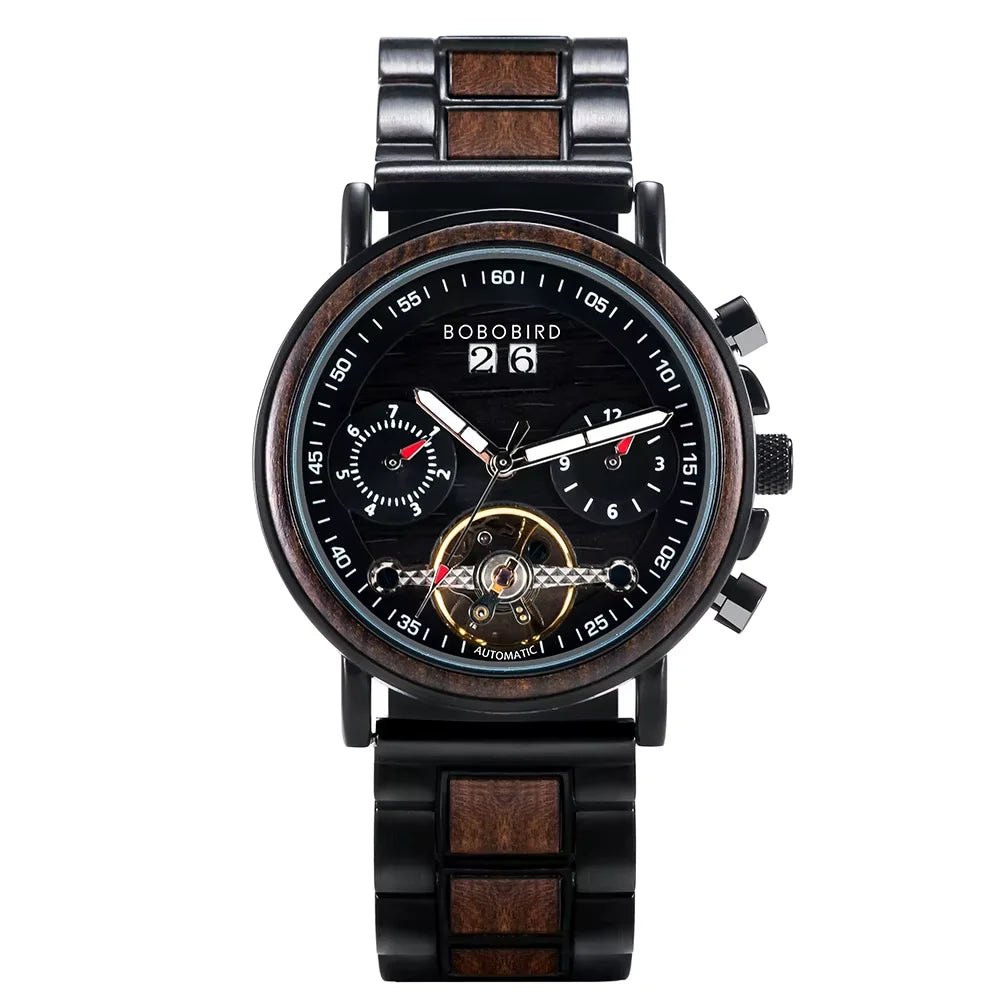 Mechanical Watch Men BOBO BIRD Wooden Automatic Wristwatch Man Fashion Business Auto Date Clock Waterproof Механические часы