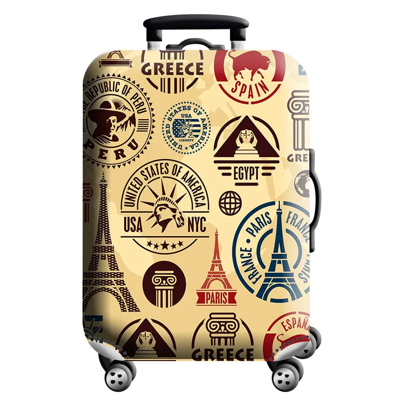 Thick Elastic World Map Luggage Protective Cover Zipper Suit for 18-32 Inch Bag Suitcase Covers Trolley Cover Travel Accessories