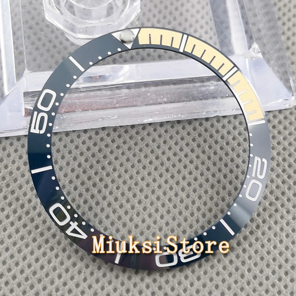 Inserto de bisel de cerámica negro, azul, blanco y verde de 38 mm para reloj automático para hombre Submariner de 40 mm