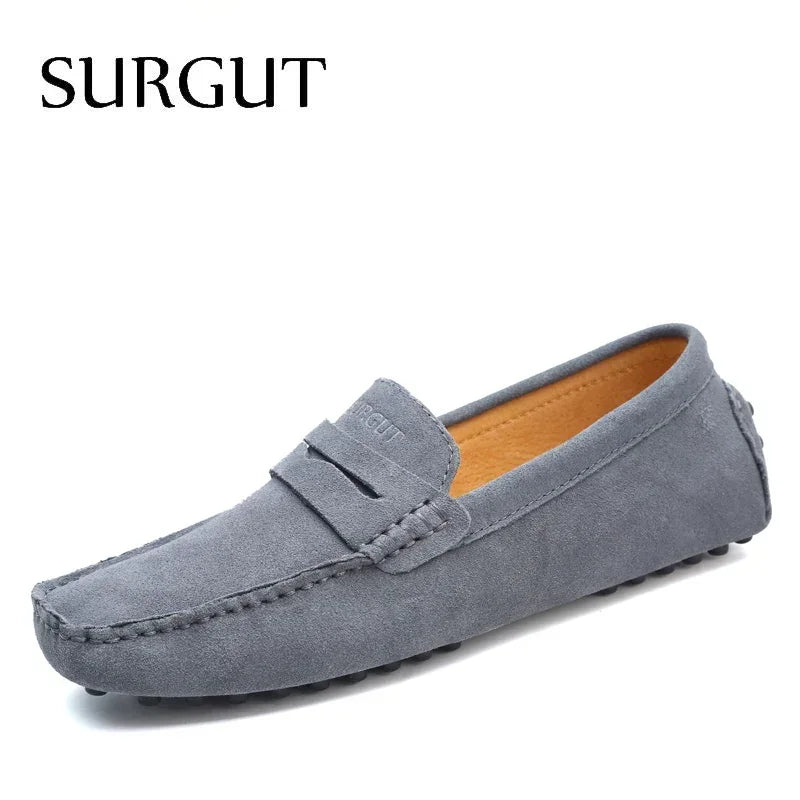 Mocasines de verano para hombre marca SURGUT, estilo casual, suaves, de alta calidad, zapatos planos de cuero auténtico, estilo italiano para conducir.