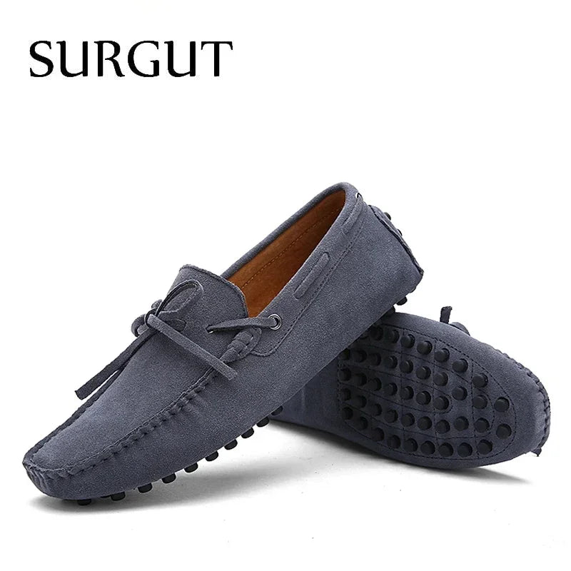 Mocasines de conducción para hombre SURGUT, calzado náutico de piel auténtica, zapatos planos informales transpirables, novedad de moda primavera-verano