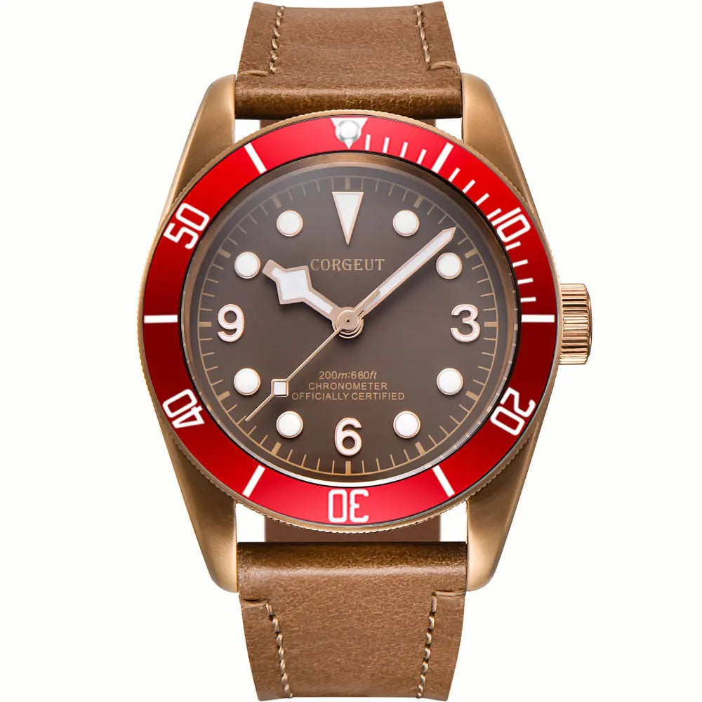 Custom Logo NH35A Miyota Sport 20ATM Watch PVD Coffee Bronze Case Sapphire Glass Luminous Deployant Clasp Deepwaterproof