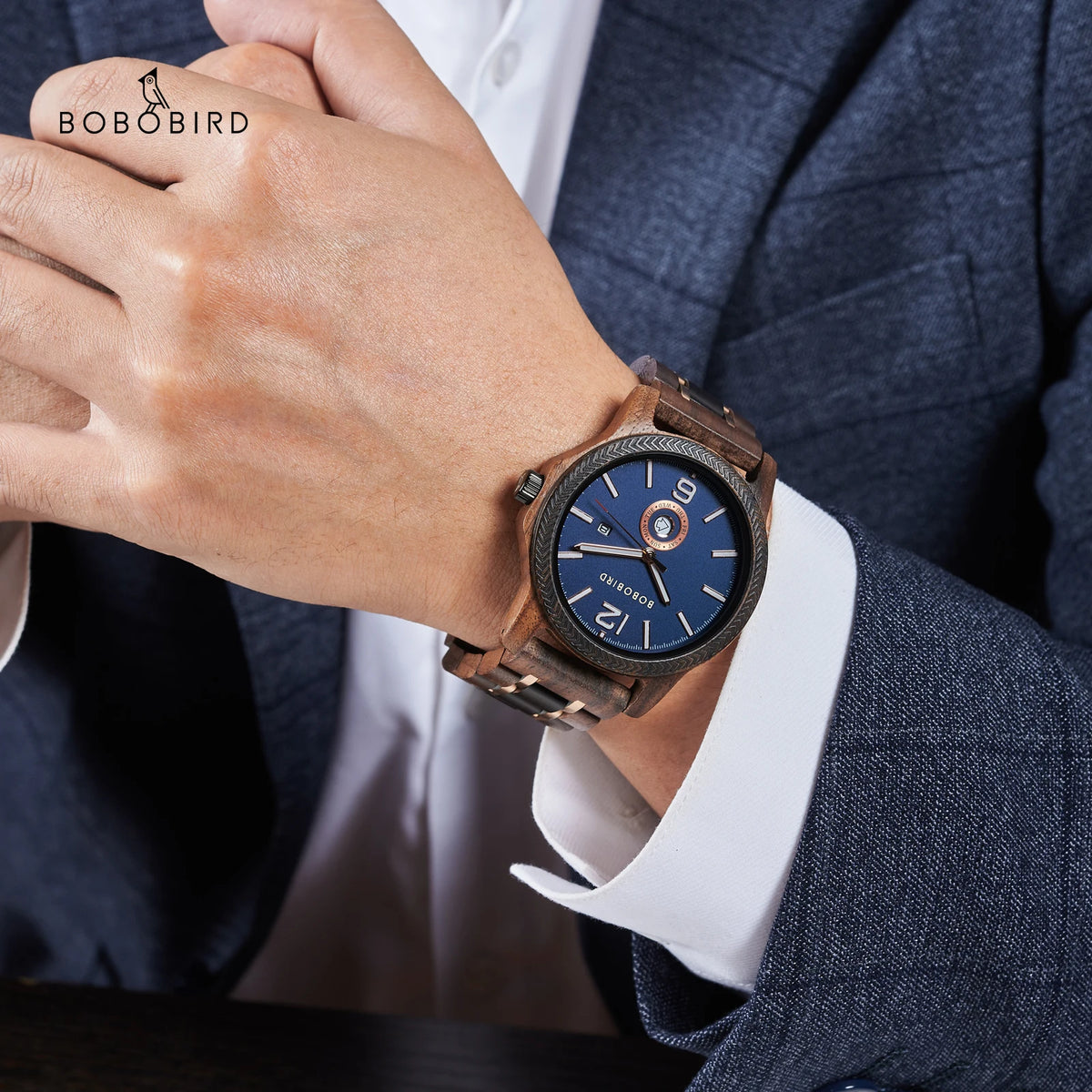 Wooden  Men's Watches BOBOBIRD New Fashion Japanese Movement Quartz Wristwatch Week Date Display Custom Name Brand Great Gift