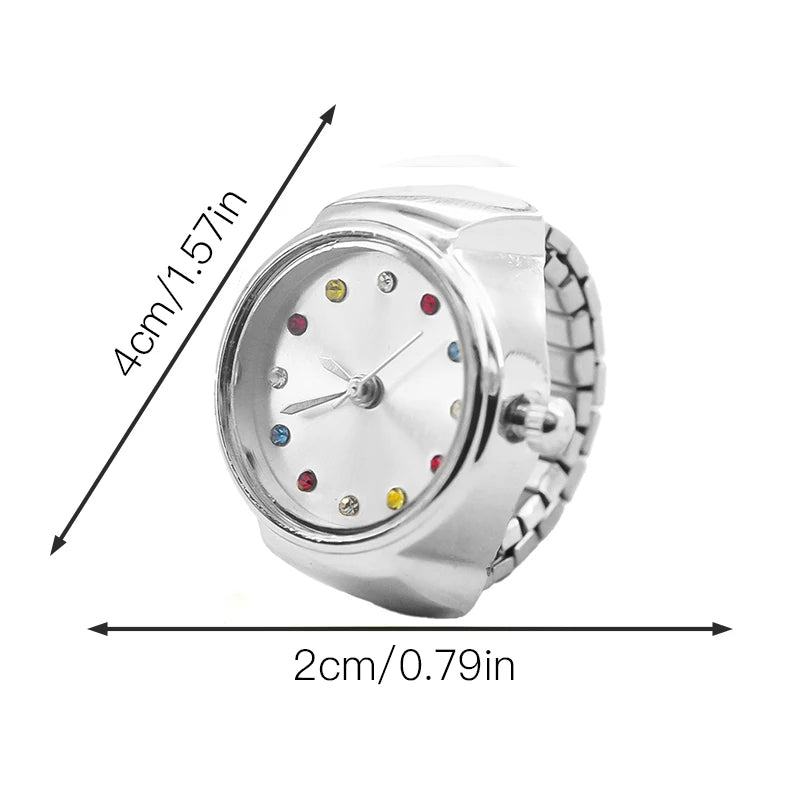 Wecin Alloy Case Round Dial Quartz Ring Watch for Men and Couples
