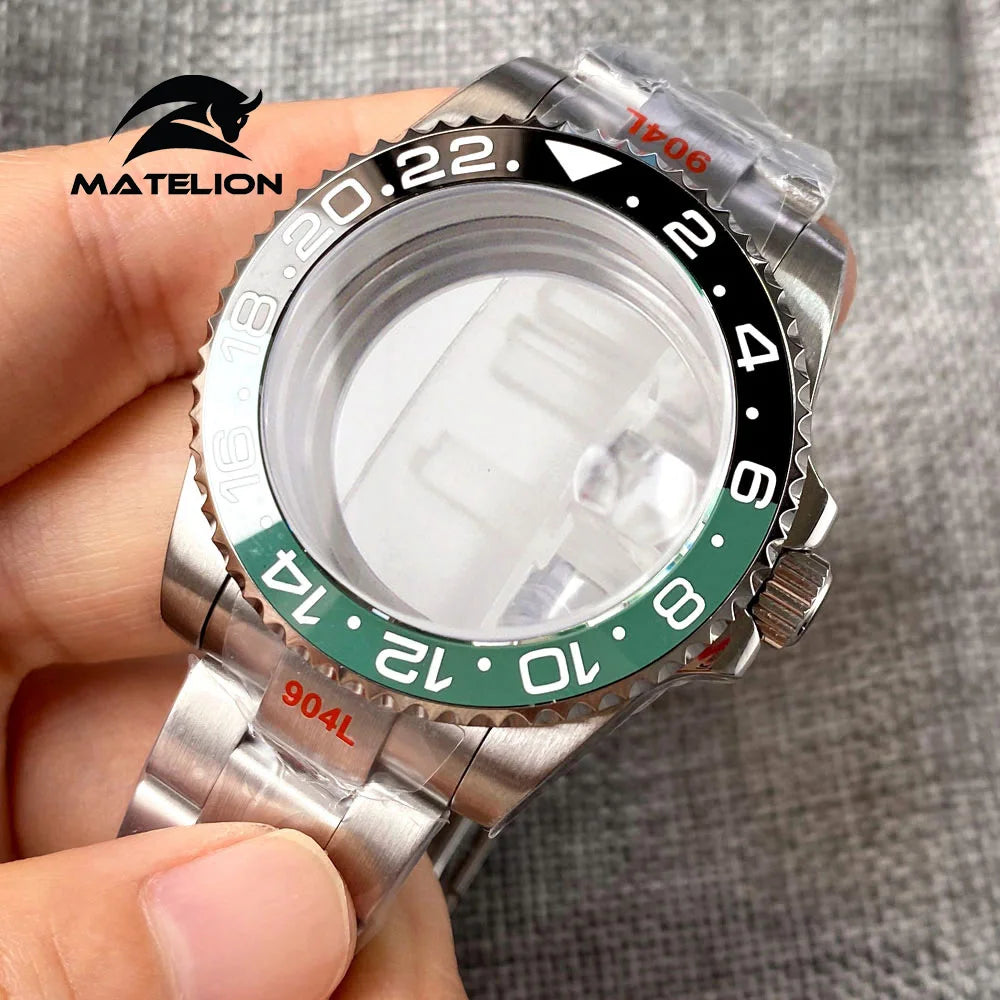 Koperta do zegarka Matelion 20ATM Dive 40mm SUB, pasuje do mechanizmów NH35, NH34 GMT, ETA 2824, PT5000, stalowa bransoleta, szafirowe szkło, 120 kliknięć, przesuwane zapięcie