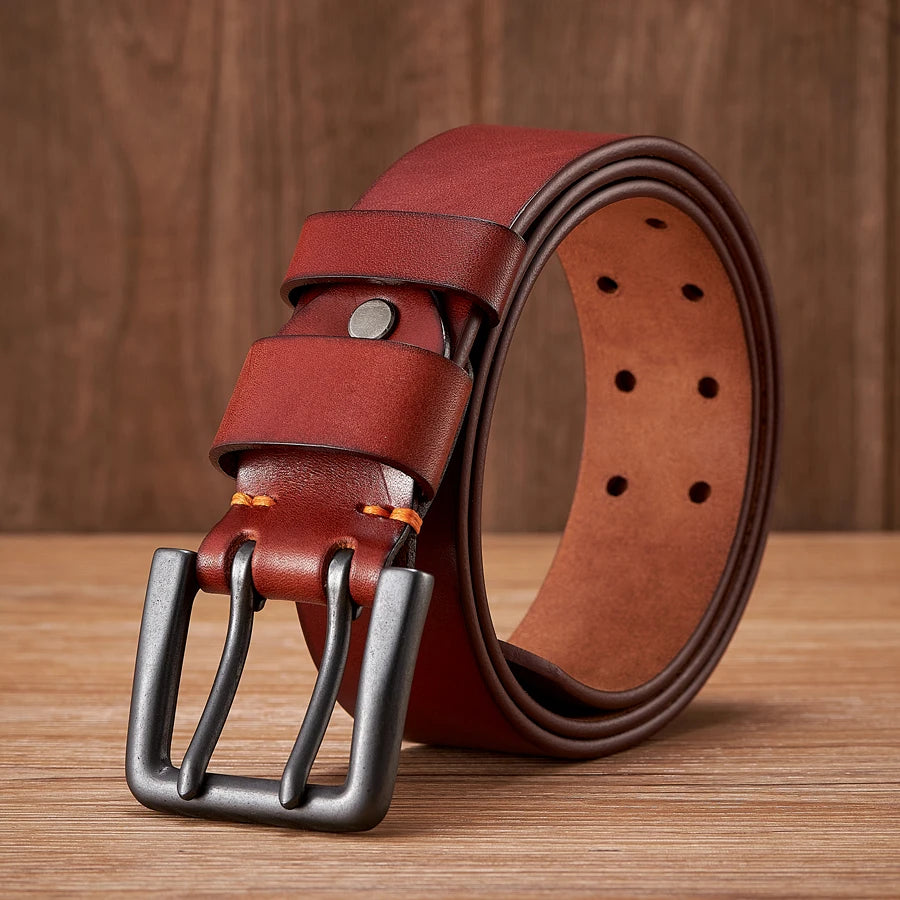 4.3cm Thick High Quality Cowskin Genuine Leather Belt for Men Luxury Designer Male Belt Double Pin Buckle Cowboy Jeans Strap