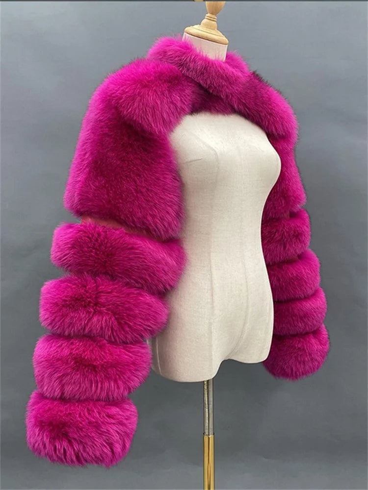 Winter Warm Clothes 2022 Pink Black Faux Fur Coats Women Long Sleeve Crop Top Gray White Faux Fur Jackets for Women Wholesale