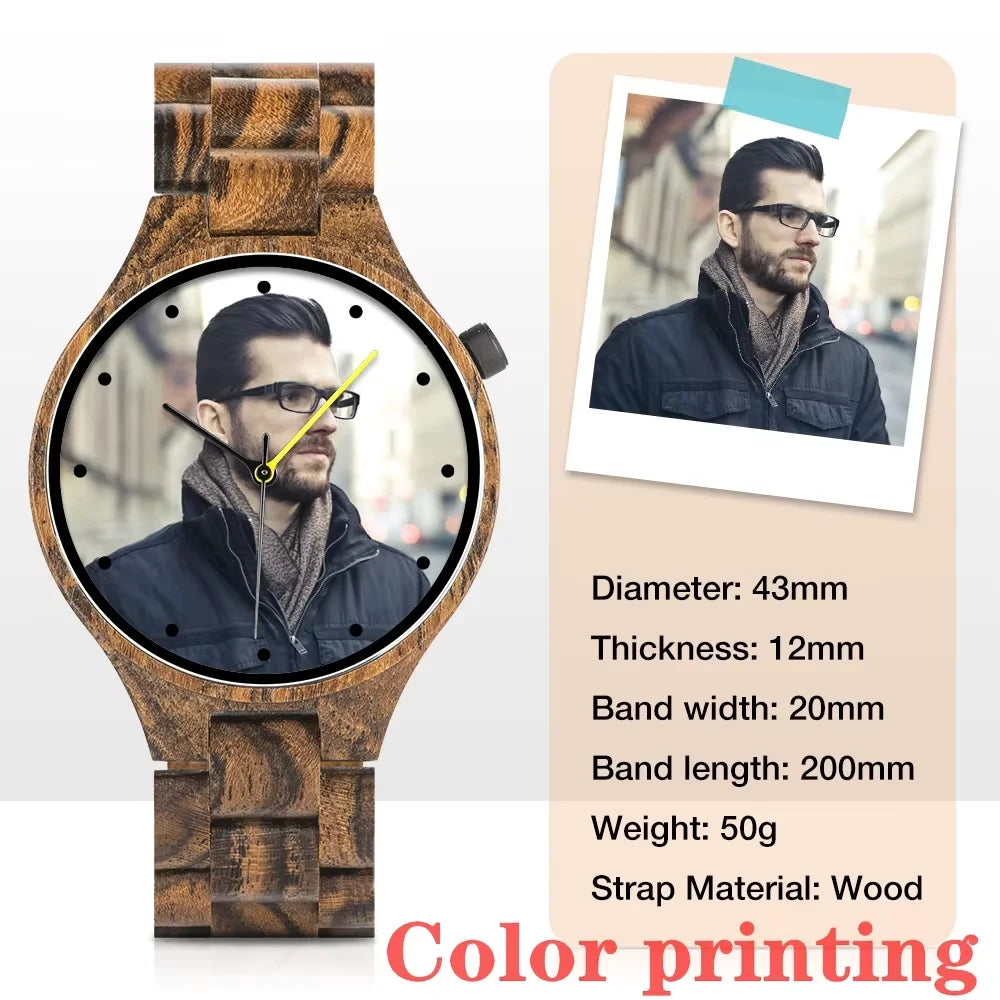 Engraved Watch Boyfriend Birthday Groomsmen Gift BOBOBIRD Wooden Quartz Wristwatch Men Fathers Day Anniversary Photo Custom Gift