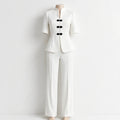 Damen-Zweiteiler: Blazer mit Stehkragen und High-Waist-Hose