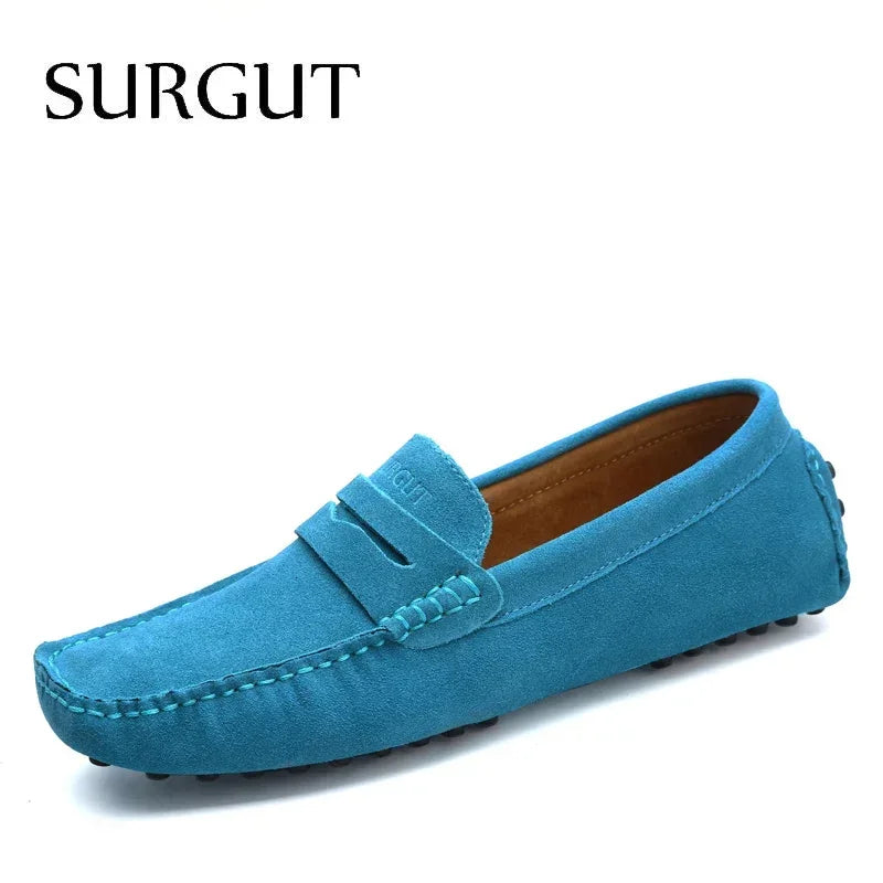 Mocasines de verano para hombre marca SURGUT, estilo casual, suaves, de alta calidad, zapatos planos de cuero auténtico, estilo italiano para conducir.